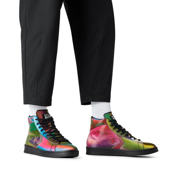 NIB Converse Pro Leather Iridescent Mid Black/Mult - Picture 8 of 14
